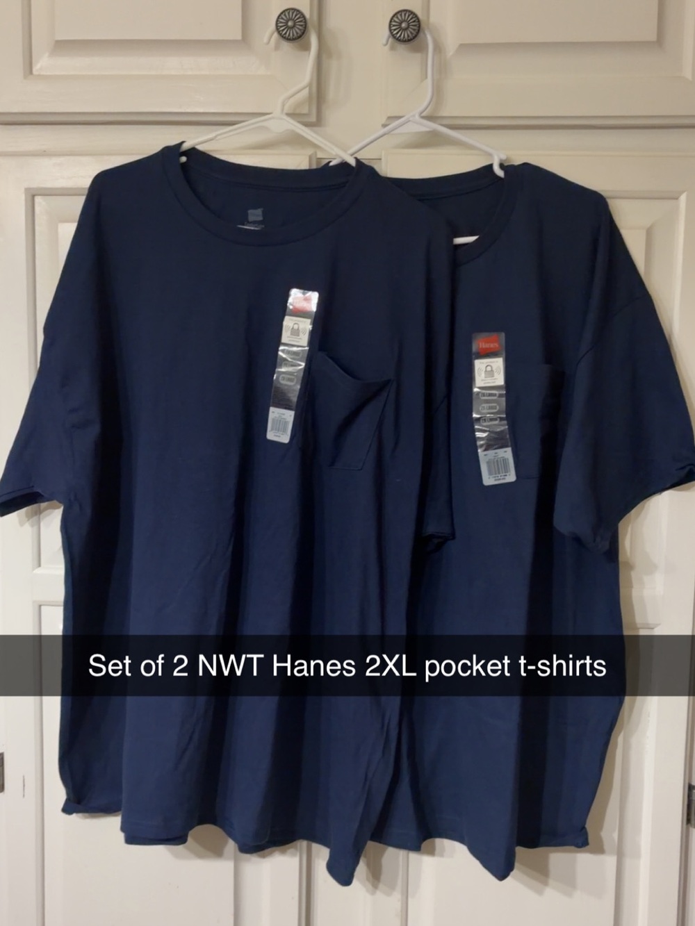 NWT Set Of 2 Hanes 2XL Pocket T-shirts Navy Blue XXL
